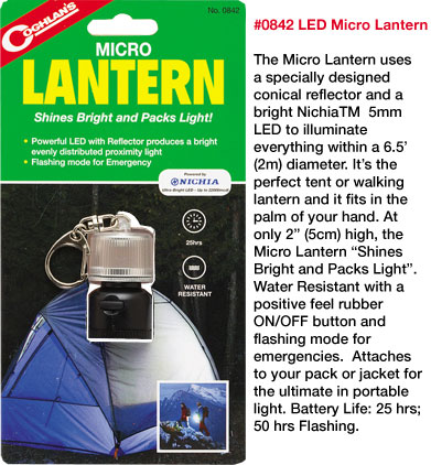 Лампа походная «мини» светодиодная Coghlan\'s LED Micro Lantern 0842